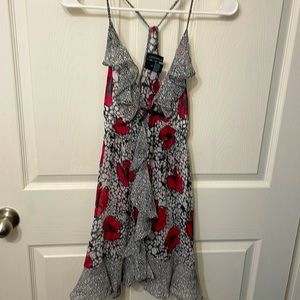 Black and White Leopard Print and Floral Night Gown